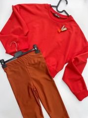 Malaya Mevsimlik Crop Sweatshirt - Nar Çiçeği