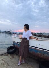 Malaya Basic Oversize Tshirt - Beyaz V yaka