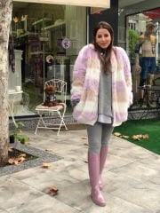 Malaya Bloklu Peluş Bomber Ceket
