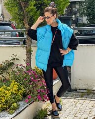 Oversize Şişme Yelek - Mavi