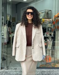 Tüylü Oversize Boyfriend Ceket