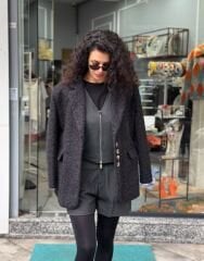 Tüylü Oversize Boyfriend Ceket