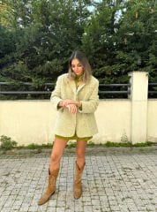 Tüylü Oversize Boyfriend Ceket