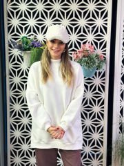 Malaya Beyaz Oversize Kalın Sweatshirt