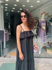 Siyah İpek Dokulu Elbise