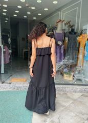 Siyah İpek Dokulu Elbise