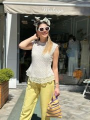 Keten Dokulu Havuç Pantolon