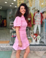 Lastik Korseli Poplin Elbise