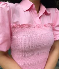 Lastik Korseli Poplin Elbise