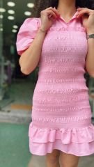 Lastik Korseli Poplin Elbise