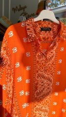 Oranj Etnik Desen Gömlek