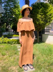 Keten Dokulu Maksi Boy Elbise