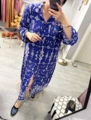 Morcivert Maksi Boy Viskon Kimono Elbise