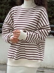 Çizgili Oversize Sweat