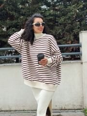 Çizgili Oversize Sweat