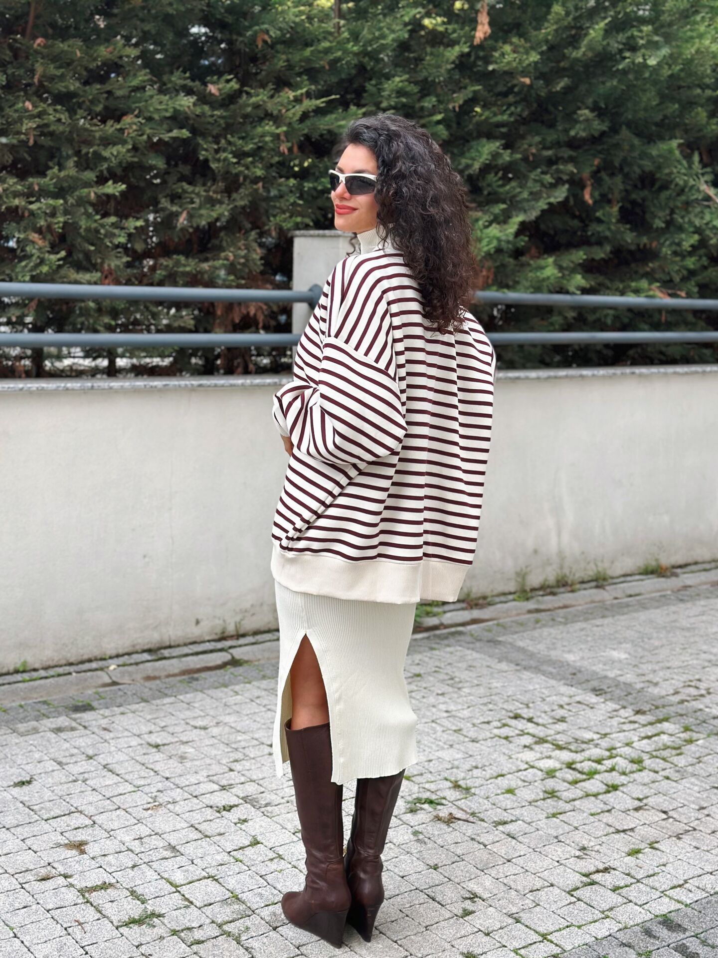 Çizgili Oversize Sweat