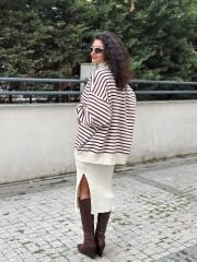 Çizgili Oversize Sweat