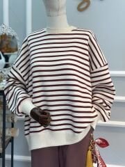 Çizgili Oversize Sweat