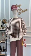 Çizgili Oversize Sweat
