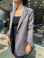 Çizgili Oversize Blazer Ceket