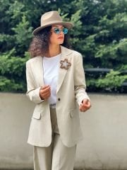 Çizgili Oversize Blazer Ceket