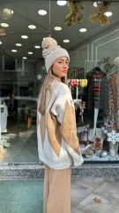 Zikzak Polarlı Ponpon Bere