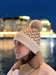 Zikzak Polarlı Ponpon Bere