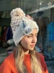 Zikzak Polarlı Ponpon Bere