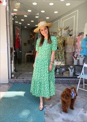 Çiçekli Viskon Elbise