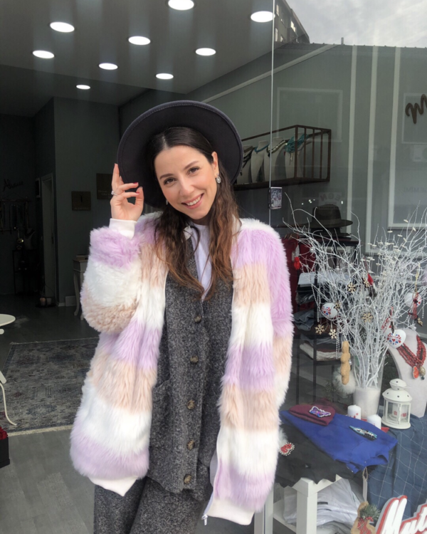 Malaya Bloklu Peluş Bomber Ceket