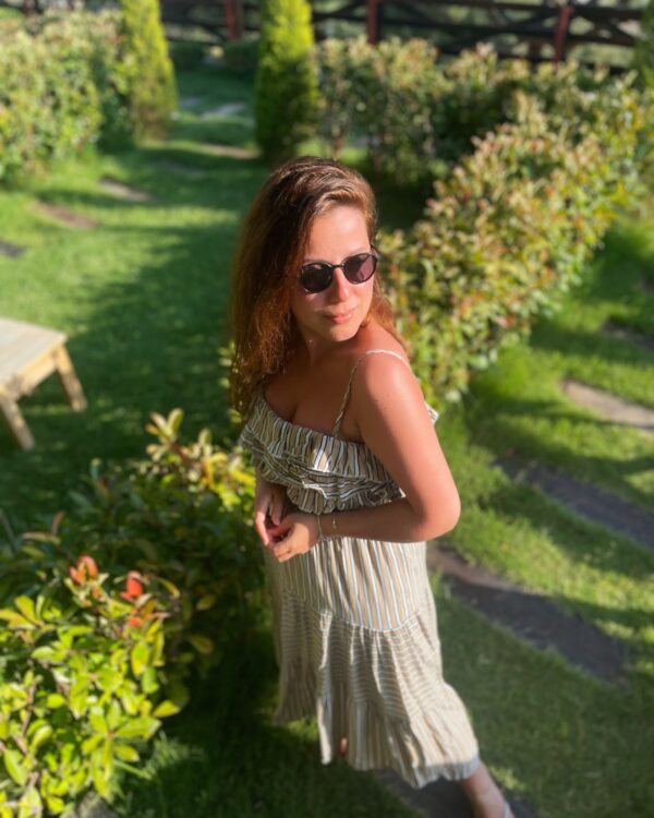 Çizgili Viskon Elbise