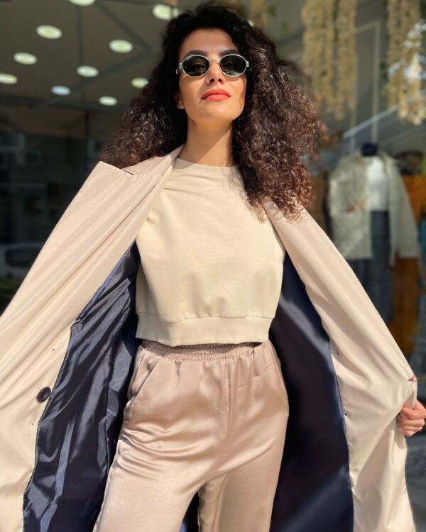 Malaya Mevsimlik Crop Sweatshirt - Bej