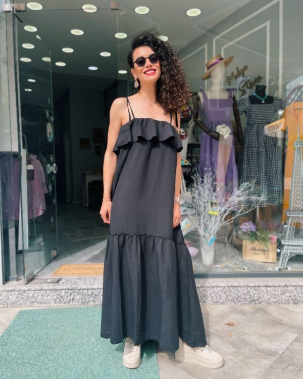 Siyah İpek Dokulu Elbise