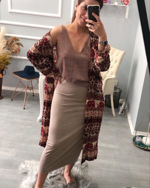 İnce Kadife Kalem Etek