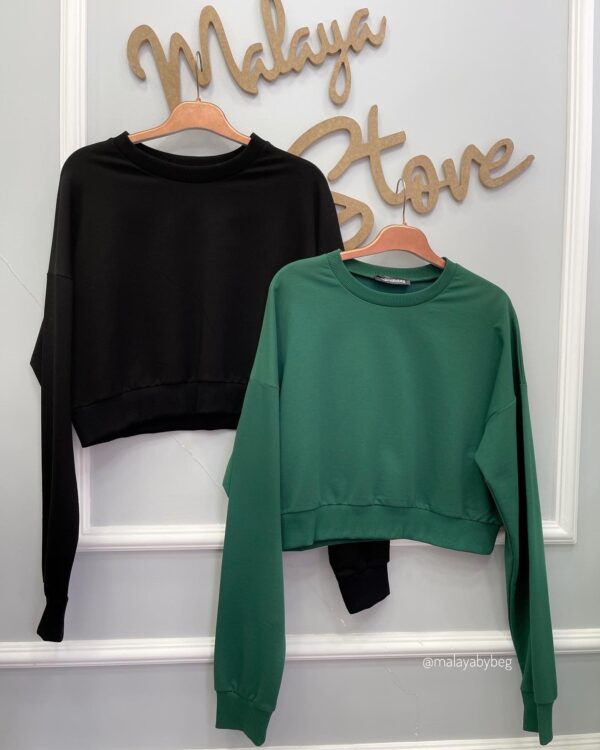 Malaya Mevsimlik Crop Sweatshirt - Siyah