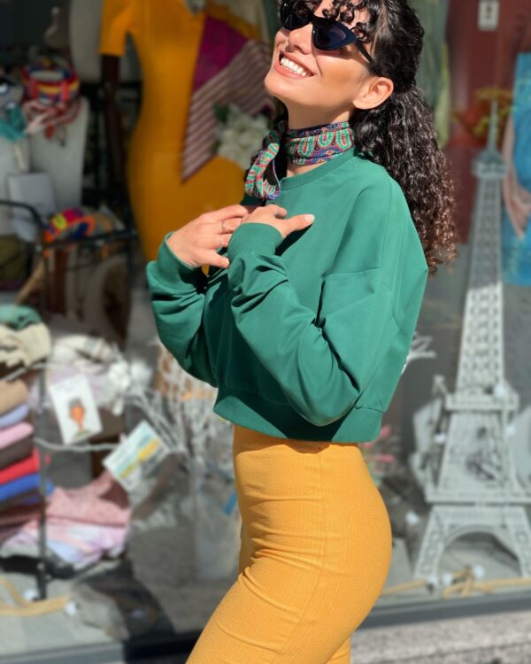 Malaya Mevsimlik Crop Sweatshirt - Yeşil