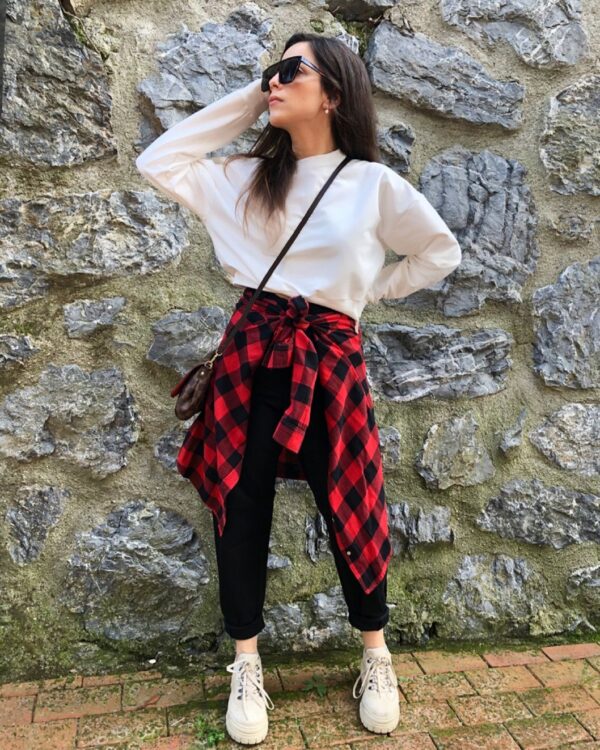 Malaya Mevsimlik Crop Sweatshirt - Beyaz