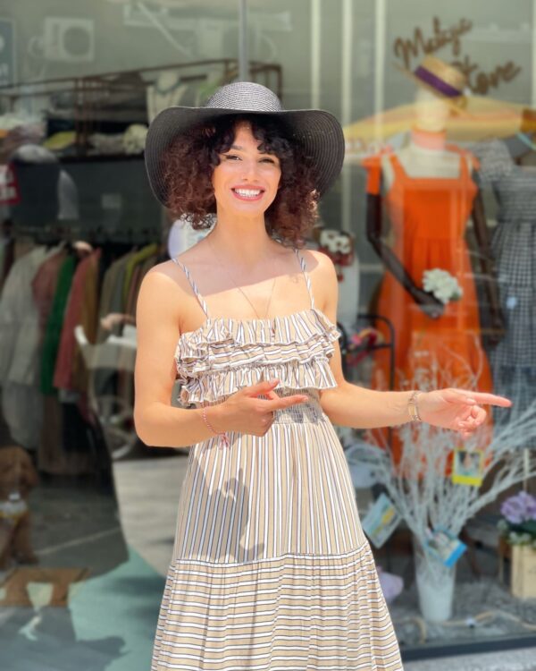 Çizgili Viskon Elbise