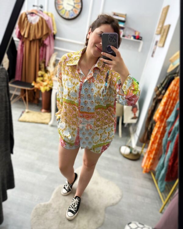 Etnik Desen Şortlu Takım