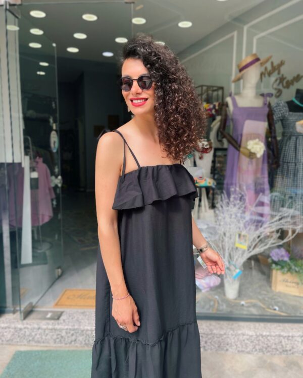 Siyah İpek Dokulu Elbise