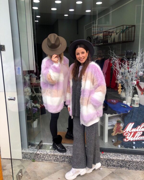 Malaya Bloklu Peluş Bomber Ceket