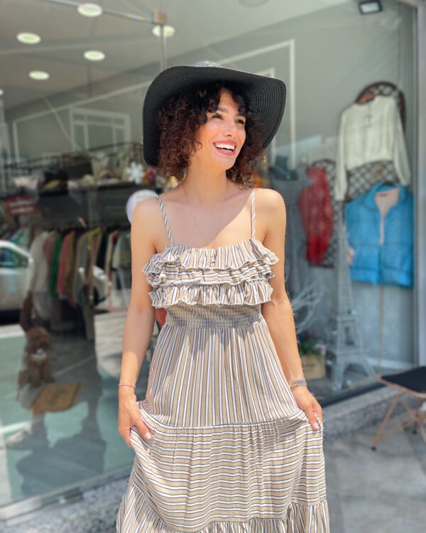 Çizgili Viskon Elbise