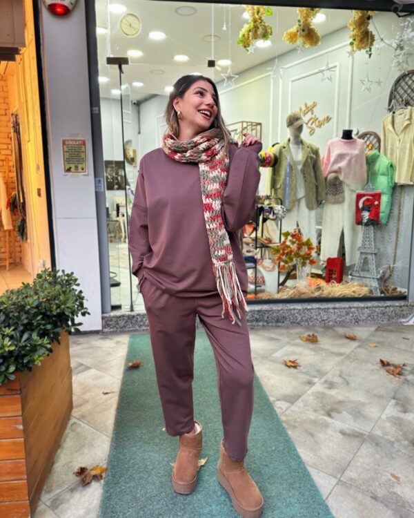 Malaya 4 Mevsim Oversize Sweatshirt - Mürdüm Kahve