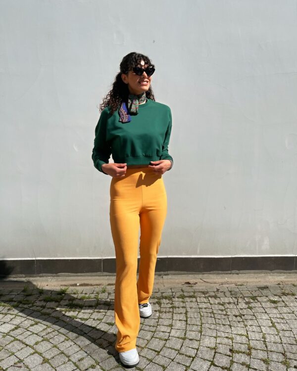 Malaya Mevsimlik Crop Sweatshirt - Yeşil