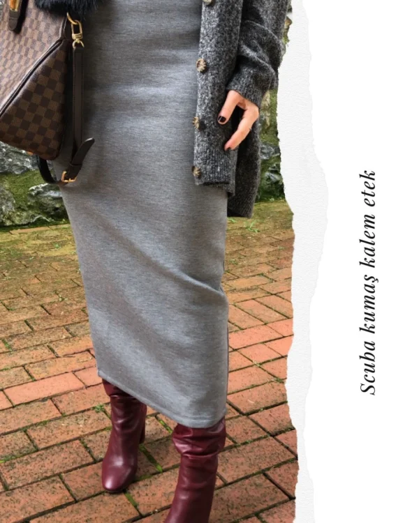 Scuba Kumaş Kalem Etek