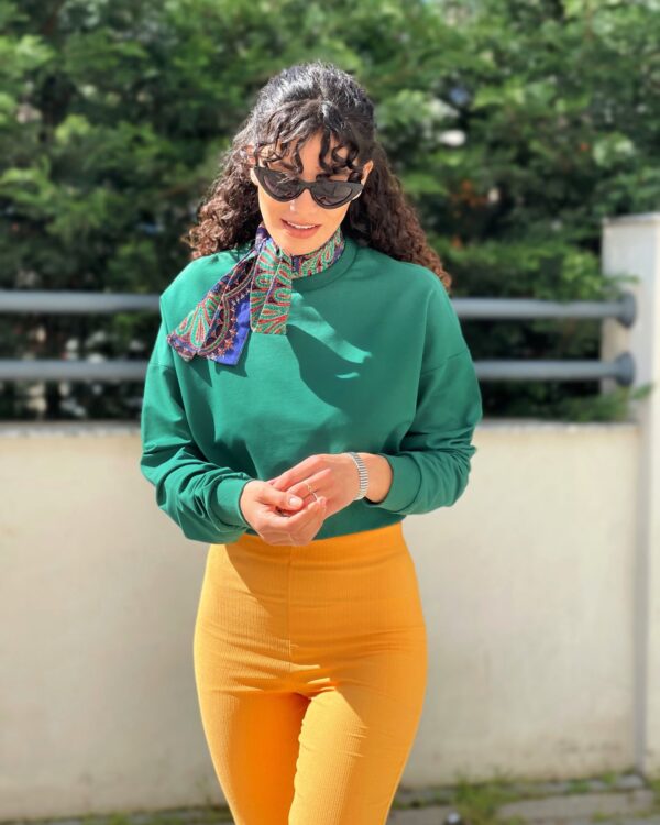 Malaya Mevsimlik Crop Sweatshirt - Yeşil