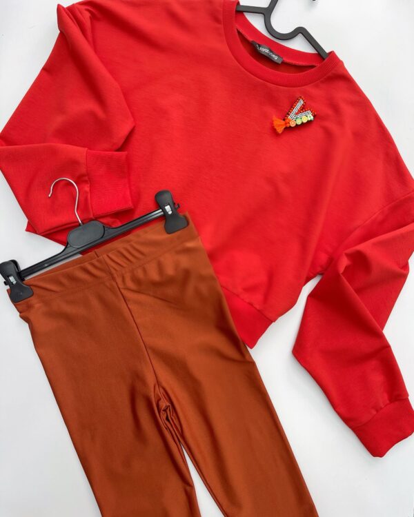 Malaya Mevsimlik Crop Sweatshirt - Nar Çiçeği