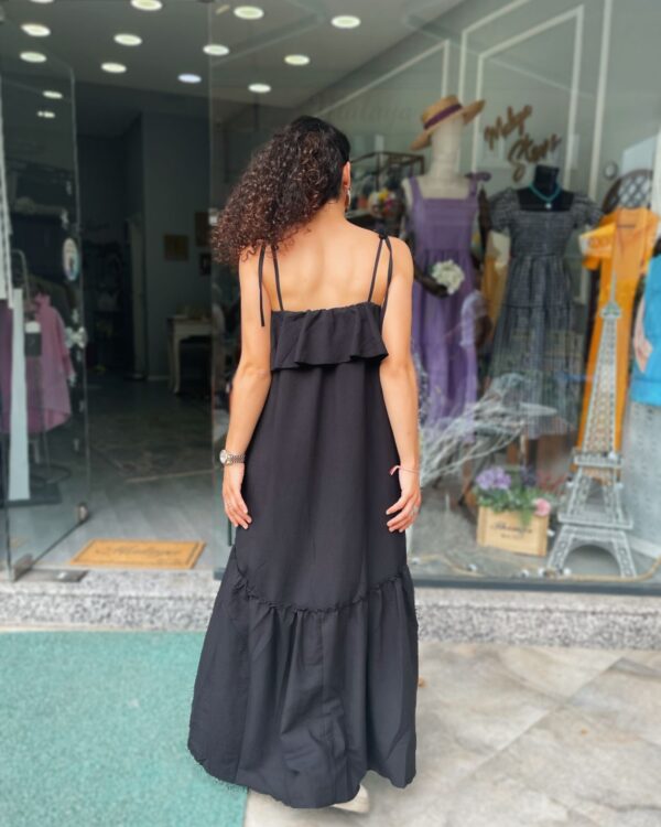 Siyah İpek Dokulu Elbise