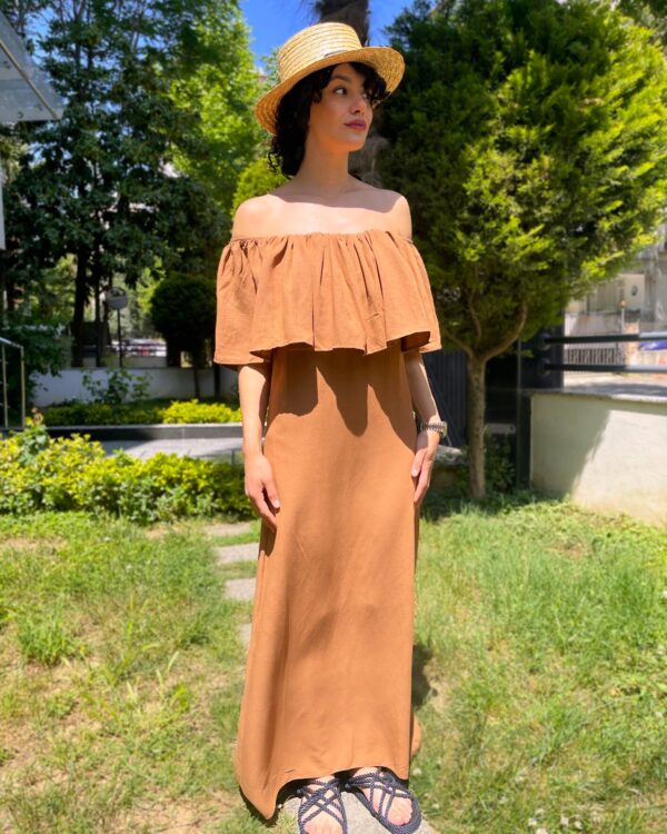 Keten Dokulu Maksi Boy Elbise