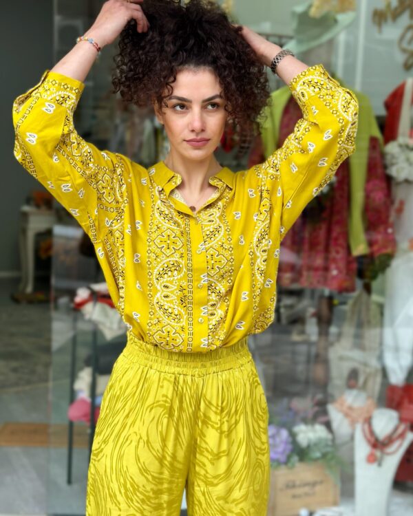 Yağ Yeşili Saten Pantolon